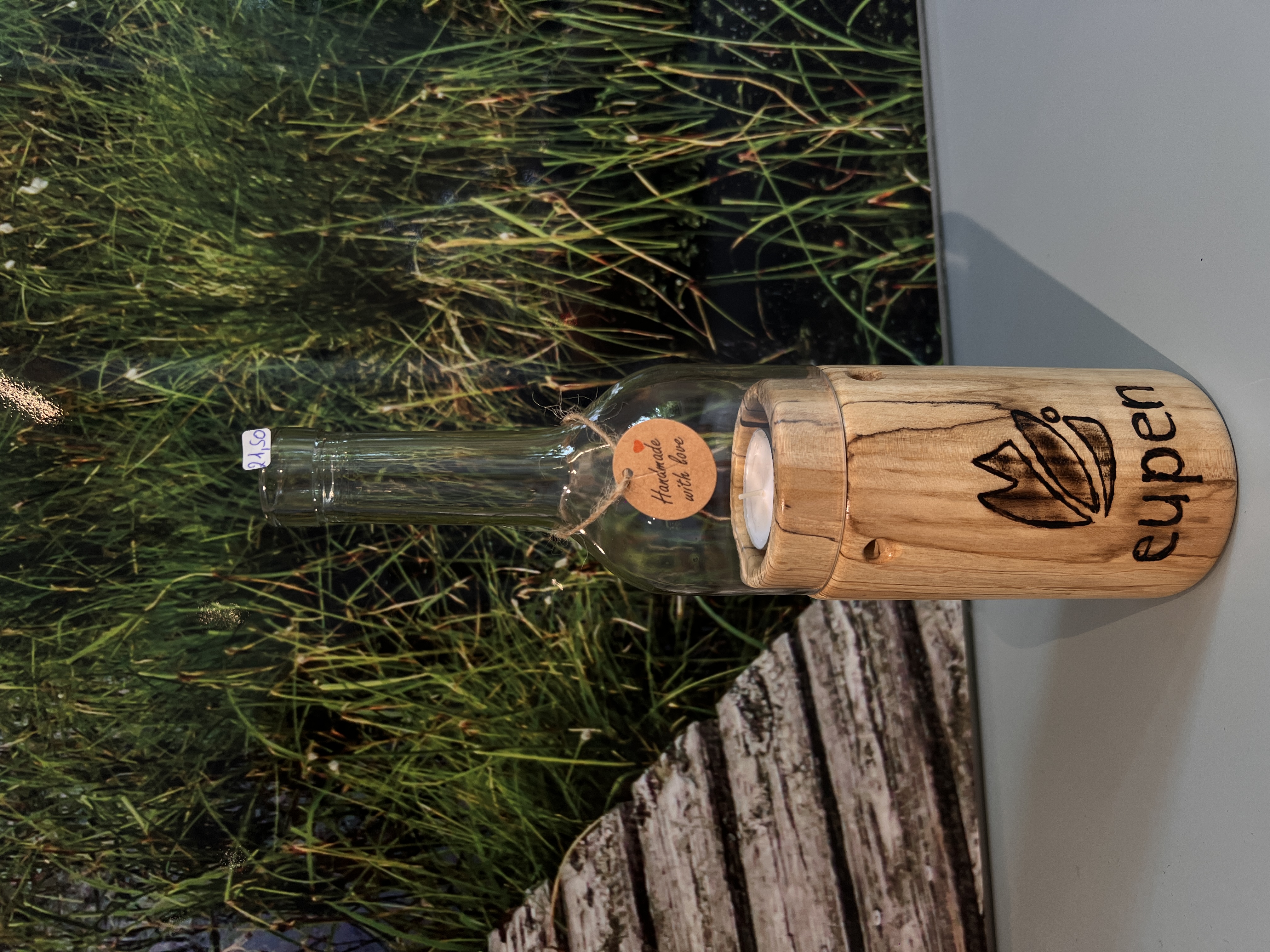 Photophore Eupen en verre et bois 